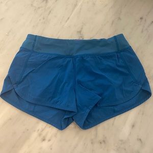 Girls Lululemon Ivivva Shorts Teal/Blue with Hot Pink Accents Size 14